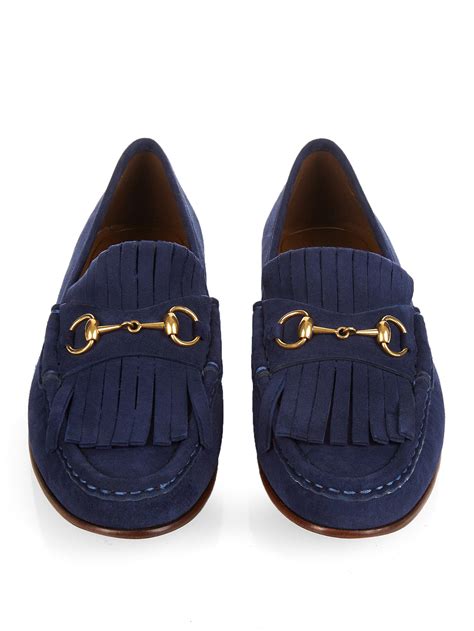 gucci blue horsebit loafer